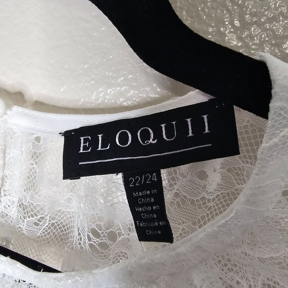 Eloquii 22 24 Sheer White Lace Balloon Sleeve Top Cottage Boho Feminine Romantic - Picture 3 of 7